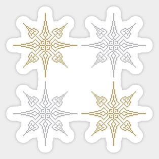 Pixel Snowflake Pattern Style 1 in Silver and Gold Sticker